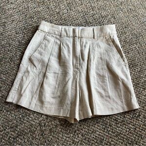 Extra High-Waisted Linen-Blend Taylor Trouser Shorts